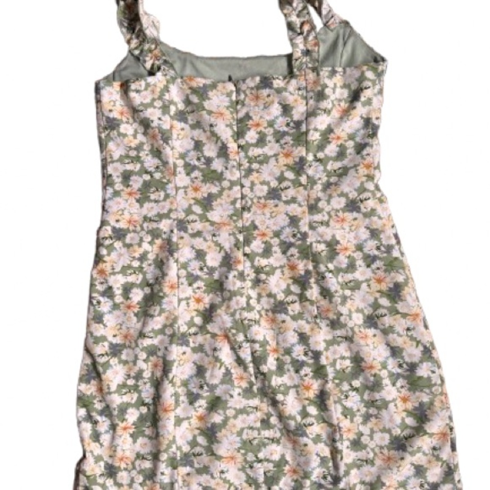 Floral Dress in Green and White